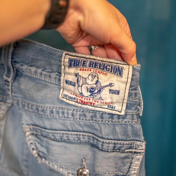 True Religion Joey Super T Bootcut h Distressed Jeans Made in USA, 31 - Picture 9 of 10